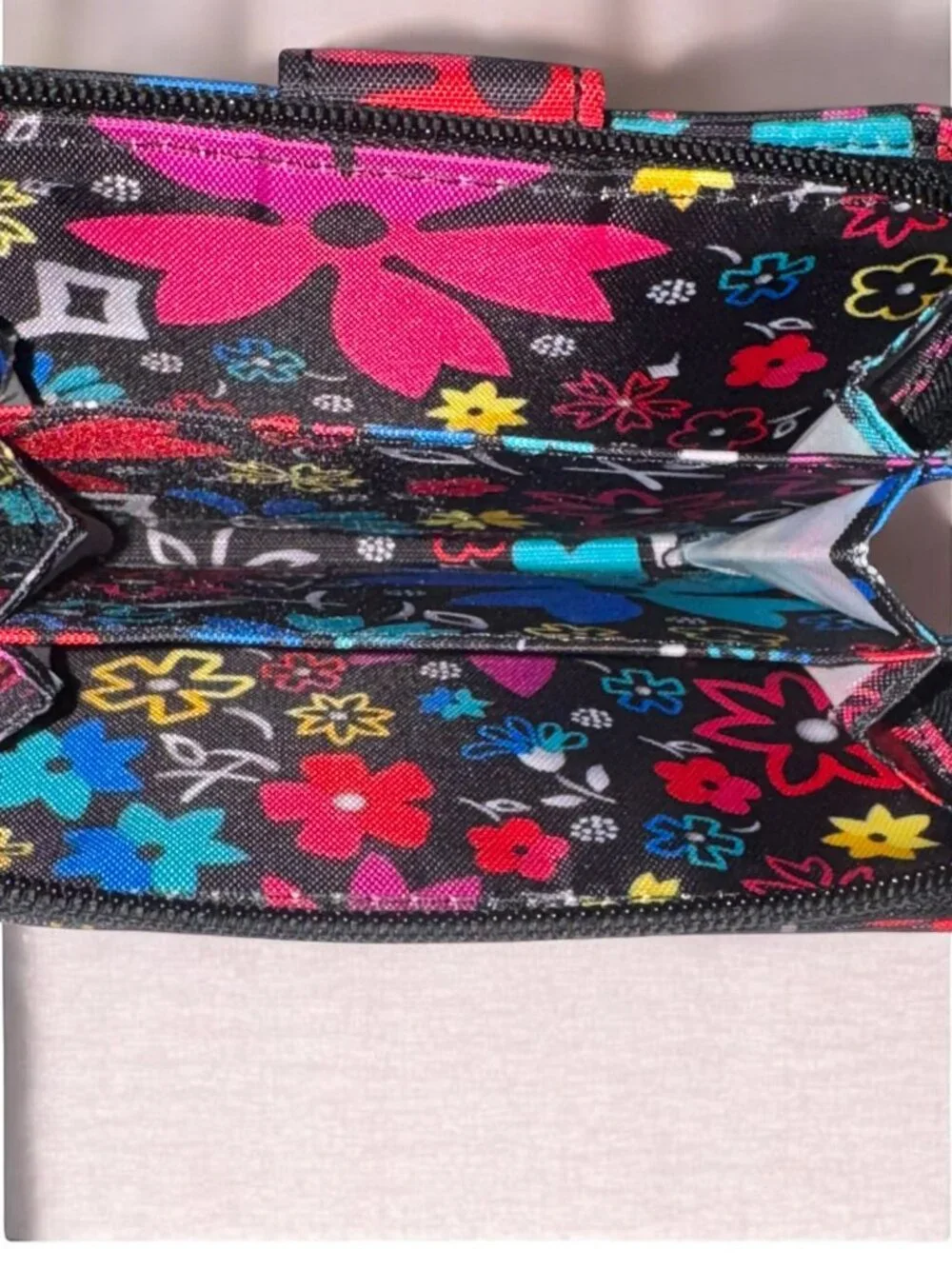 Kipling Floral Print Compact Wallet With Zipper Closure & Multiple Compartments